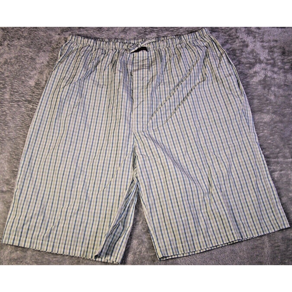 Andrew Scott Shorts Men's XL 32X10 Boxer Plaid Yellow‎ Blue Pre-Owned